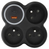 Solight rozbočka, 3x 15A, USB A+C rychlonabíječka 20W PD, matná černá Solight rozbočka, 3x 15A, USB A+C rychlonabíječka 20W PD, matná černá