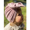 Detská čiapka / Turban s Mašľou, VELVET RUŽOVÁ Detská čiapka / Turban s Mašľou, VELVET RUŽOVÁ