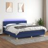 Box spring postel s matrací a LED modrá 160x200 cm textil Modrá 3134051 Box spring postel s matrací a LED modrá 160x200 cm textil Modrá 3134051