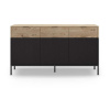 Nízka komoda v dekore duba v čierno-prírodnej farbe 150x80 cm Marion – Marckeric Nízka komoda v dekore duba v čierno-prírodnej farbe 150x80 cm Marion – Marckeric