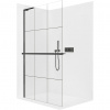 CERANO - Sprchová zástena Walk-in Onyx L-ľavá vzpera - 8 mm + polička / držiak na uteráky - čierna matná, industriálne sklo - 140x200 cm CERANO - Sprchová zástena Walk-in Onyx L-ľavá vzpera - 8 mm + polička / držiak na uteráky - čierna matná, industriálne sklo - 140x200 cm