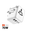 Adaptér FIXED Voyager 70W pro EU, UK a USA/AUS, s 3xUSB-C a 2xUSB výstupem, GaN, PD 70W, cestovní, bílý Adaptér FIXED Voyager 70W pro EU, UK a USA/AUS, s 3xUSB-C a 2xUSB výstupem, GaN, PD 70W, cestovní, bílý
