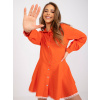 Oranžové košeľové mini šaty s čipkou na sukni DHJ-SK-6801.63P-orange ONE SIZE Oranžové košeľové mini šaty s čipkou na sukni DHJ-SK-6801.63P-orange ONE SIZE