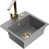 Mexen Milo žulový drez s 1 komorou s kuchynskou batériou Rita, sivý - 6505-71-670300-50 Mexen Milo žulový drez s 1 komorou s kuchynskou batériou Rita, sivý - 6505-71-670300-50
