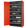 Skriňa na chemikálie Systema CS-106, 6 výsuvných vaní, červené dvojkrídlové dvere Skriňa na chemikálie Systema CS-106, 6 výsuvných vaní, červené dvojkrídlové dvere