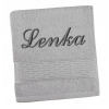 Pútko na froté uterák Bellatex s vyšívaným menom na sivý uterák 50x100 cm Pútko na froté uterák Bellatex s vyšívaným menom na sivý uterák 50x100 cm