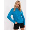 Azúrovo modrý teplý sveter s rolákom AT-SW-2235.00P-azure blue ONE SIZE Azúrovo modrý teplý sveter s rolákom AT-SW-2235.00P-azure blue ONE SIZE
