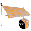 Ručne zaťahovacia markíza s LED 350 cm, žlto modrá-ForU-145853 Ručne zaťahovacia markíza s LED 350 cm, žlto modrá-ForU-145853