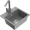 Mexen Milo granitový drez 1-komorový s kuchynskou batériou Rita, sivý - 6505-71-670300-71 Mexen Milo granitový drez 1-komorový s kuchynskou batériou Rita, sivý - 6505-71-670300-71