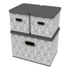 HomeLife Úložný box s vekom súprava 3 ks - list sivá-biela - 5105 HomeLife Úložný box s vekom súprava 3 ks - list sivá-biela - 5105