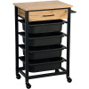 KESPER KESPER Pojazdná kuchynská polica so zásuvkou, dub, čierna 47 x 37 x 85 cm KESPER KESPER Pojazdná kuchynská polica so zásuvkou, dub, čierna 47 x 37 x 85 cm