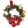 Vianočný adventný prútený veniec so sviečkami, vianočnými guľami a doplnkami 30cm x 17cm Vianočný adventný prútený veniec so sviečkami, vianočnými guľami a doplnkami 30cm x 17cm