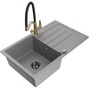 Mexen Bruno žulový kuchynský drez s 1 komorou, s odkvapkávačom a kuchynskou batériou Duo, sivý - 6513-71-671701-57-B Mexen Bruno žulový kuchynský drez s 1 komorou, s odkvapkávačom a kuchynskou batériou Duo, sivý - 6513-71-671701-57-B
