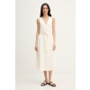 Tommy Hilfiger šaty s ľanom WW0WW48951 béžová M Tommy Hilfiger šaty s ľanom WW0WW48951 béžová M