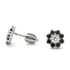Stříbrné náušnice kytička, černý spinel Shelley Stříbrné náušnice kytička, černý spinel Shelley
