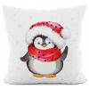 Markizeta Vianočná zamatová obliečka Vianoční tučniaci – biely motív s červenými čiapkami a šálom 40x40 cm Markizeta Vianočná zamatová obliečka Vianoční tučniaci – biely motív s červenými čiapkami a šálom 40x40 cm