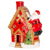 Dekorácia MagicHome Vianoce, Domček so santom na streche, LED, terakota,27x13x34 cm Dekorácia MagicHome Vianoce, Domček so santom na streche, LED, terakota,27x13x34 cm