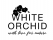 Hedvábný šátek černo-bílý 90x90 cm v dárkovém balení, WHITE ORCHID