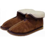 Ovčí věci Kotníkové kožené pantofle na suchý zip s ovčí vlnou – Sleviste.cz