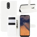 Pouzdro Litchi PU kožené peněženkové Nokia 2.3 - bílé – Zboží Živě