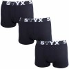 Boxerky, trenky, slipy, tanga Styx sportovní guma nadrozměr 3 PACK pánské boxerky černé (3R960)