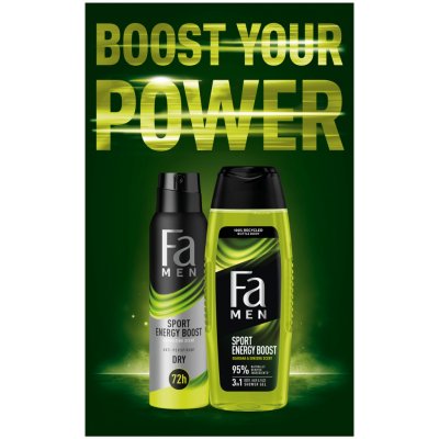 Fa Men Sport Energy Boost sprchový gel 250 ml + deospray 150 ml dárková sada – Zboží Mobilmania
