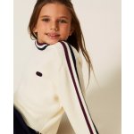 Twinset Girl svetr s logem a lampasy smetanový – Zboží Dáma