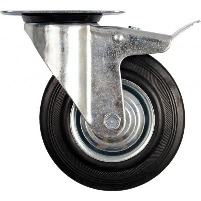 Kolečko otočné s brzdou, gumové 150kg 200/46/235mm – Sleviste.cz