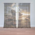 Sablio Záclony Vrak lodi při západu slunce: 2ks 150x250cm – Hledejceny.cz