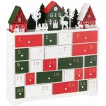 Červeno-zelený dřevěný adventní kalendář s LED světlem J-line Glow – Zboží Dáma