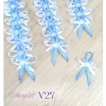 Saténové svatební vývazky V27 (Misty Blue) – Zboží Mobilmania