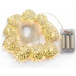 DECOLED LED světýlka na baterie 2,5 m kovová srdce vintage, teple bílá, 10 diod, čirý kabel IP20, 2× AA – Hledejceny.cz