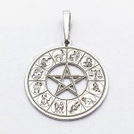 Zlato minerály Stříbrný přívěsek pentagram a znamení zvěrokruhu SP5981mn – Zboží Mobilmania