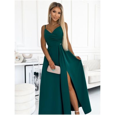 Numoco Chiara elegantní maxi šaty na ramínka zelené – Sleviste.cz