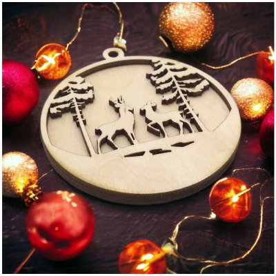 Pehucraft Dřevěná vánoční 3d ozdoba jeleni – Zboží Mobilmania