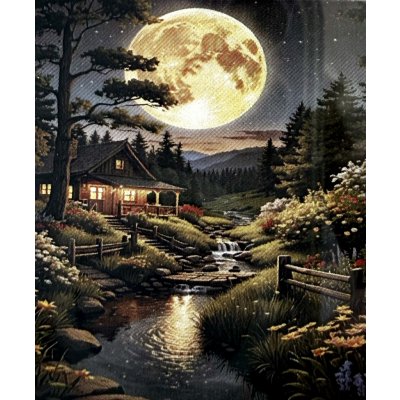Norimpex diamantové malování 30 x 40 cm Horská chata při úplňku – Hledejceny.cz