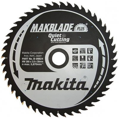 Makita Pilový kotouč na dřevo B-09846 MAKBLADE PLUS, 350x30mm, 56 zubů, do pokosové a stolní pily (podélný/příčný řez) – Zboží Mobilmania