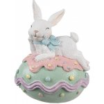 Dekorace králík s mašlí na zeleném vajíčku 11*9*15 cm – Hledejceny.cz