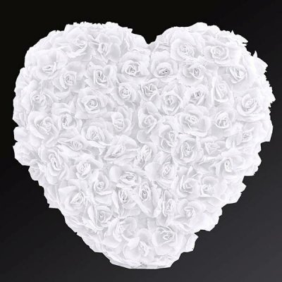 PartyDeco Dekorativní květinové srdce bílé plné, 50 cm – Sleviste.cz