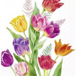 Ubrousek 33x33cm Tulipány – Zboží Dáma
