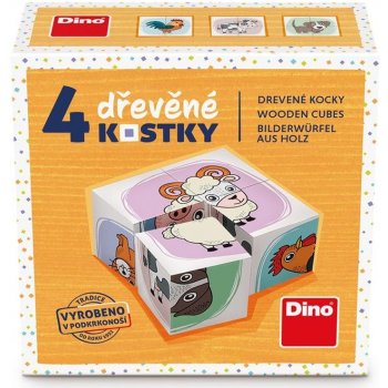 Dino obrázkové kocky zvieratká 4 kocky