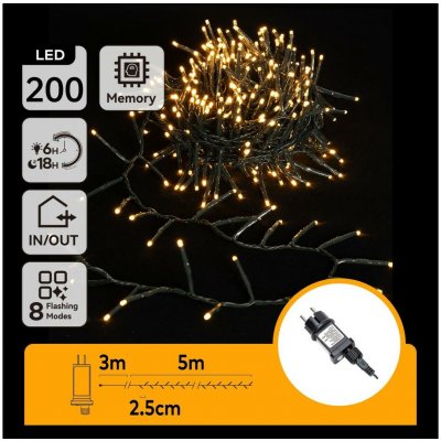 B.V. Aigostar LED Venkovní vánoční řetěz 200xLED/8 funkcí 8m IP44 teplá bílá AI1402 – Hledejceny.cz