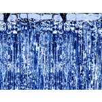 Závěs na party modrý s třásněmi 90x250 cm metalický – Zboží Dáma