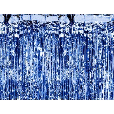 Závěs na party modrý s třásněmi 90x250 cm metalický – Zboží Dáma