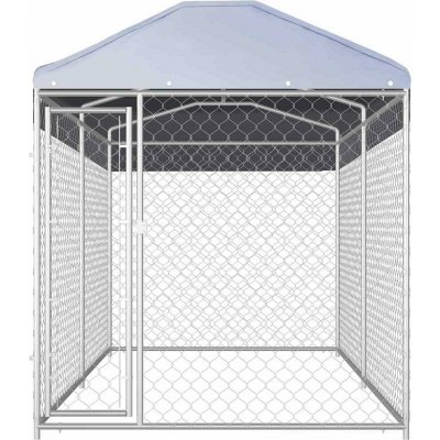Greatstore Venkovní psí kotec se stříškou 382 x 192 x 225 cm – Zboží Dáma