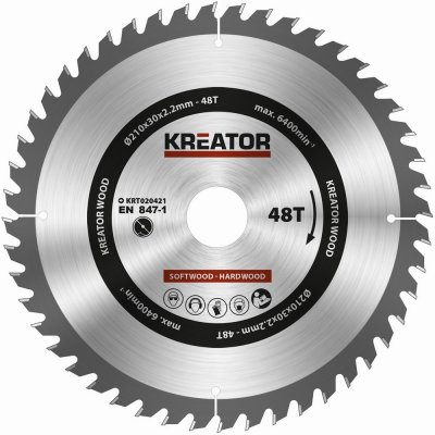 KREATOR KRT020421 - Pilový kotouč na dřevo 210mm, 48T – Zboží Mobilmania