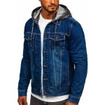 Bolf pánská džínová bunda s kapucí RB9824-1 tmavě modrá – Zboží Mobilmania