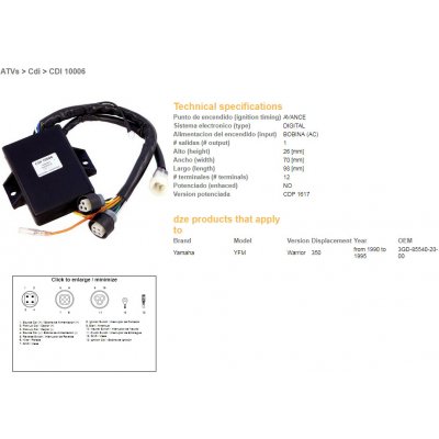 DZE jednotka zapalování CDI YAMAHA YFM 350 WARRIOR 90-95 (3GD-85540-20-00) (VIC-14602) | Zboží Auto