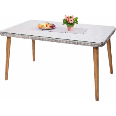 Mendler Jídelní stůl z polyratanu HWC-H65, 150x90cm šedý