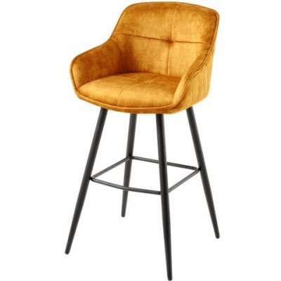 Interior DE Set 2 ks barová židle Euphoria 100 cm tmavě žlutá samet 2SET43687 – Sleviste.cz